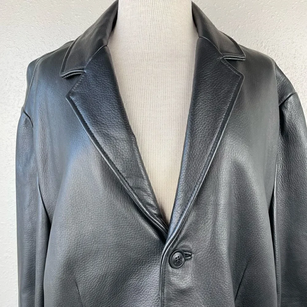 Nicole Miller New York Black Leather Jacket Size XL EUC